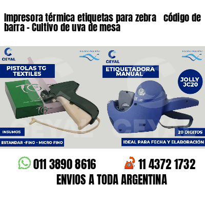 Impresora térmica etiquetas para zebra  código de barra - Cultivo de uva de mesa
